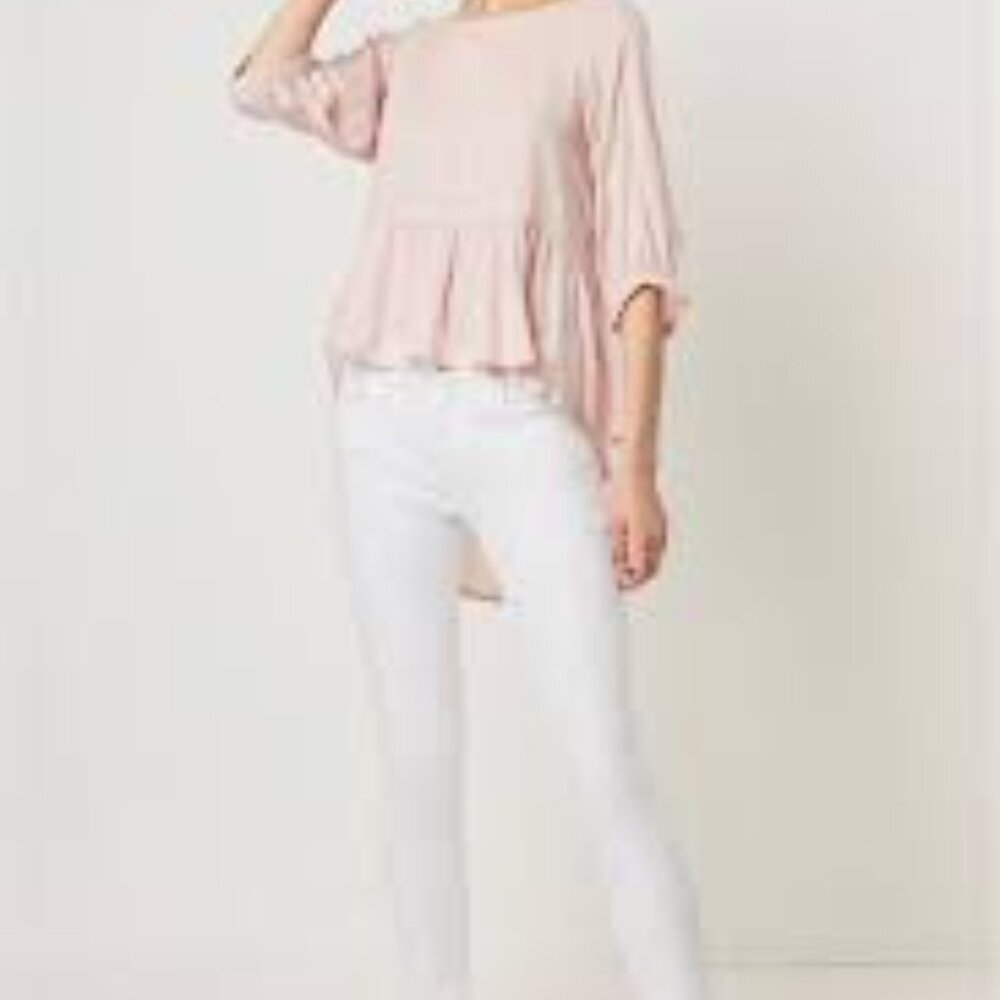 FRENCH CONNECTION Summer Slub Peplum Top